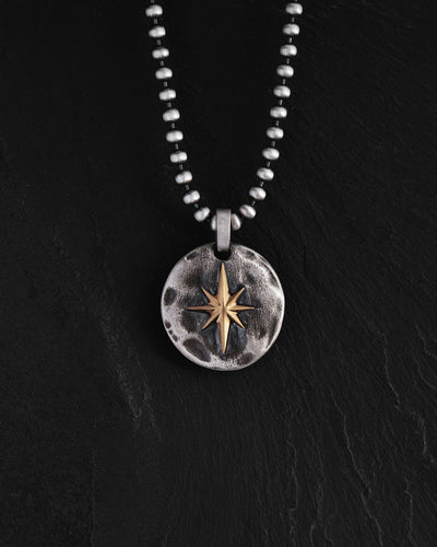 Silver pendant WINDROSE (inset of yellow gold 14k)