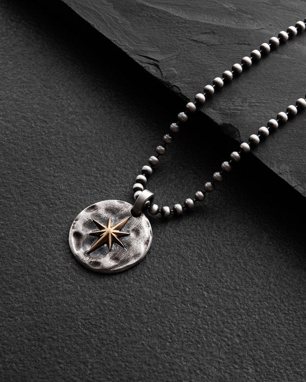 Silver pendant WINDROSE (inset of yellow gold 14k)