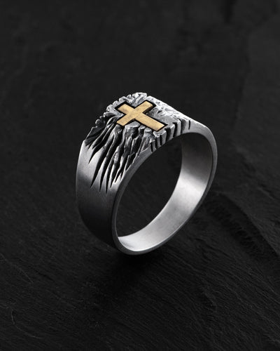 Silver ring IN FIDE (14K yellow gold insert)