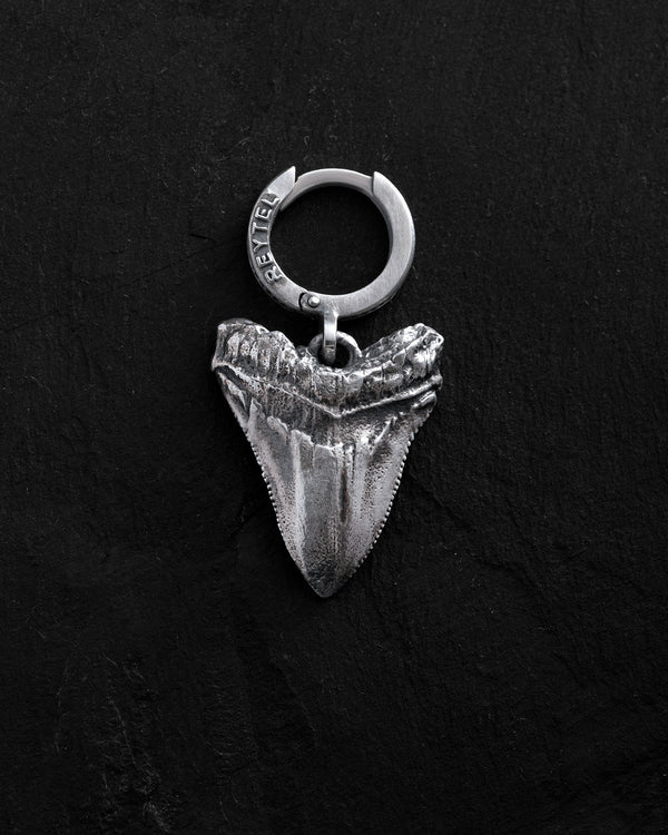 Silver single earring MEGALODON SHARK TOOTH