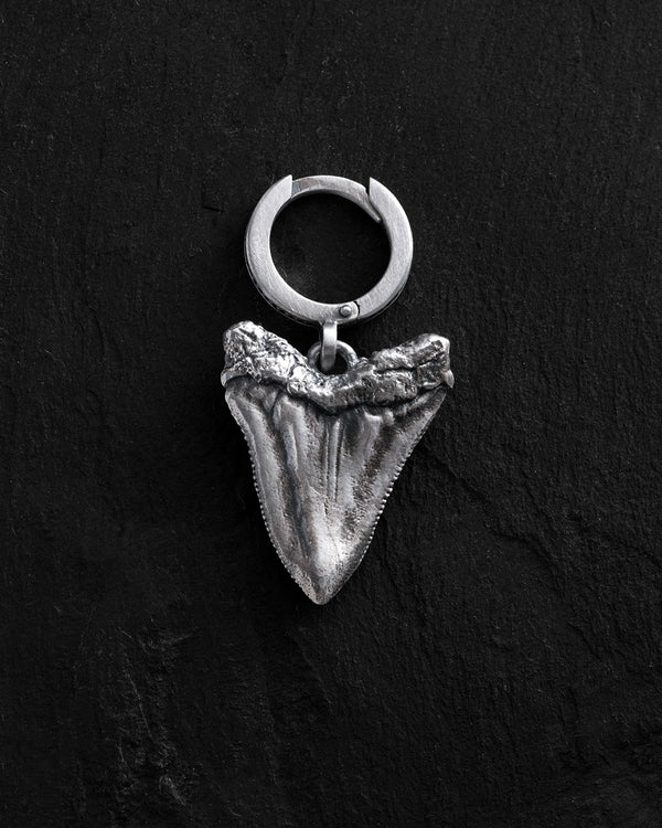 Silver single earring MEGALODON SHARK TOOTH