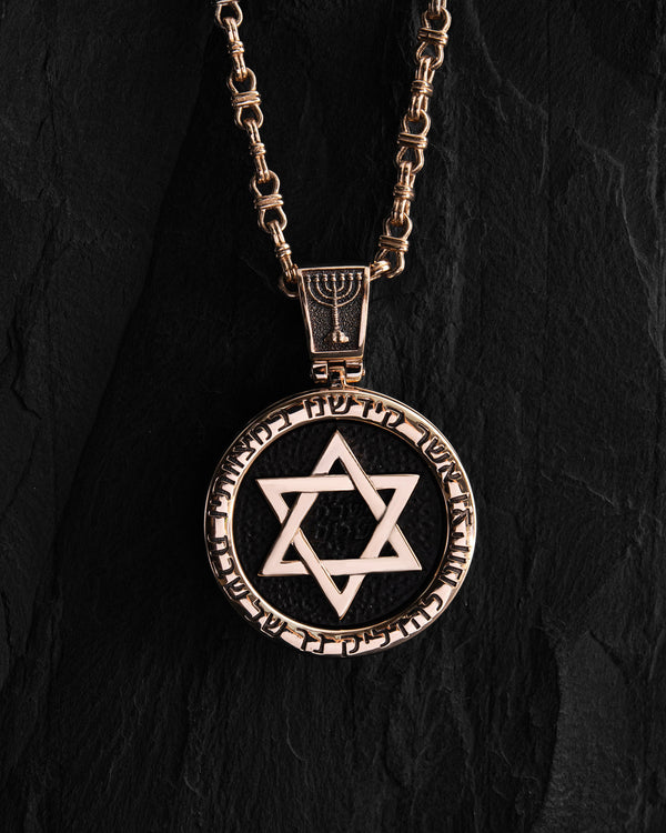Pendentif ÉTOILE DE DAVID en ébène (or jaune 14 carats)