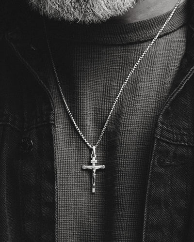 Cross CRUCIFIXION of JESUS. INRI (14k yellow gold)