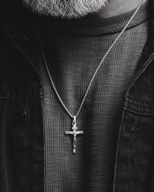 Cross CRUCIFIXION of JESUS. INRI (14k yellow gold)