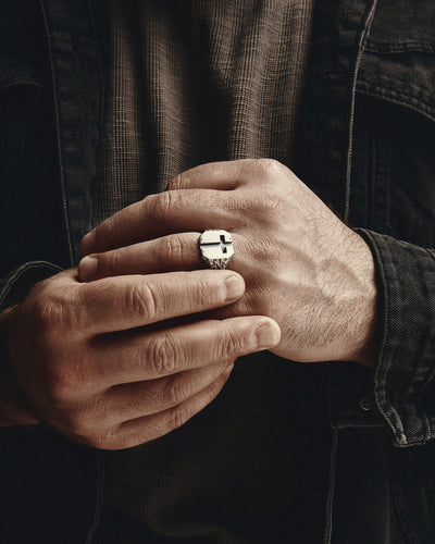 Silver ring URBAN CROSS