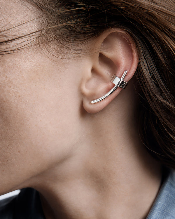 Silver ear cuff ACCENT (left ear)