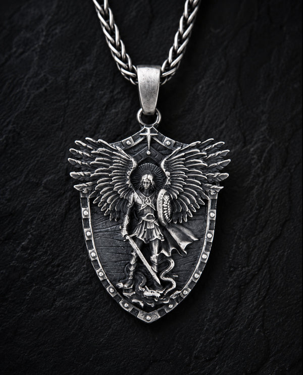 Silver pendant - shield ST. MICHAEL ARCHANGEL