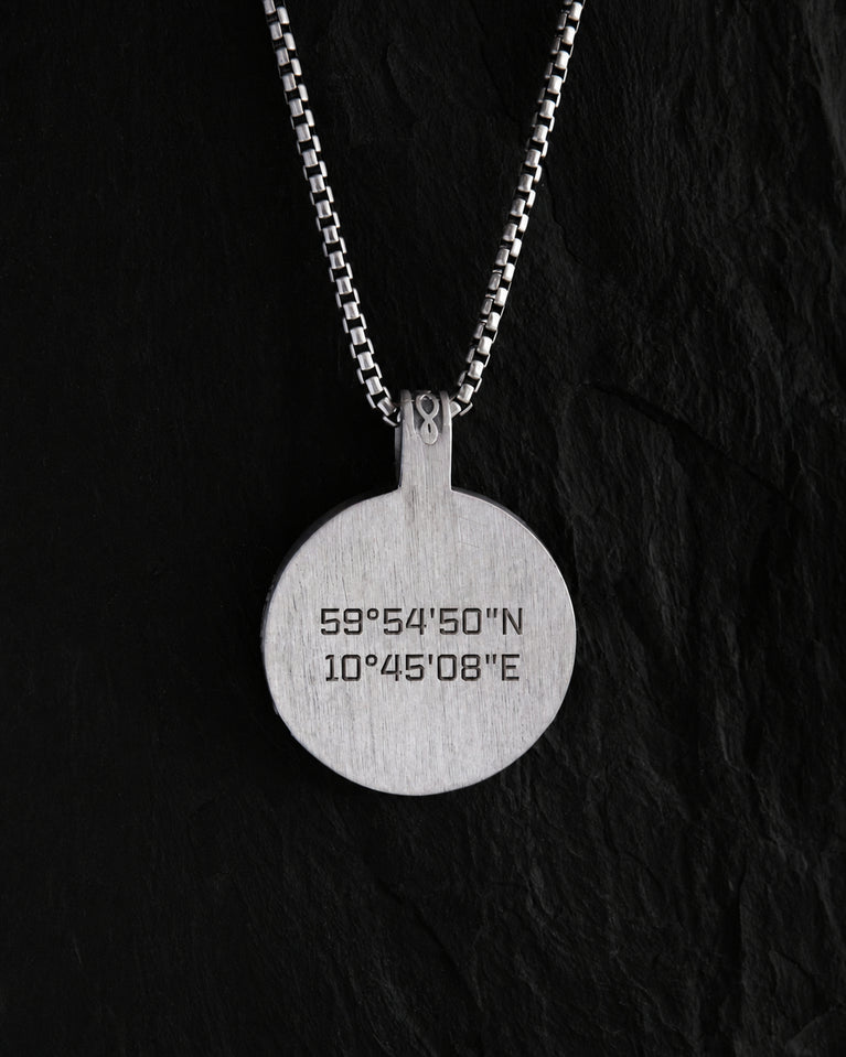 ODIN'S RAVENS pendant engraving example: coordinates
