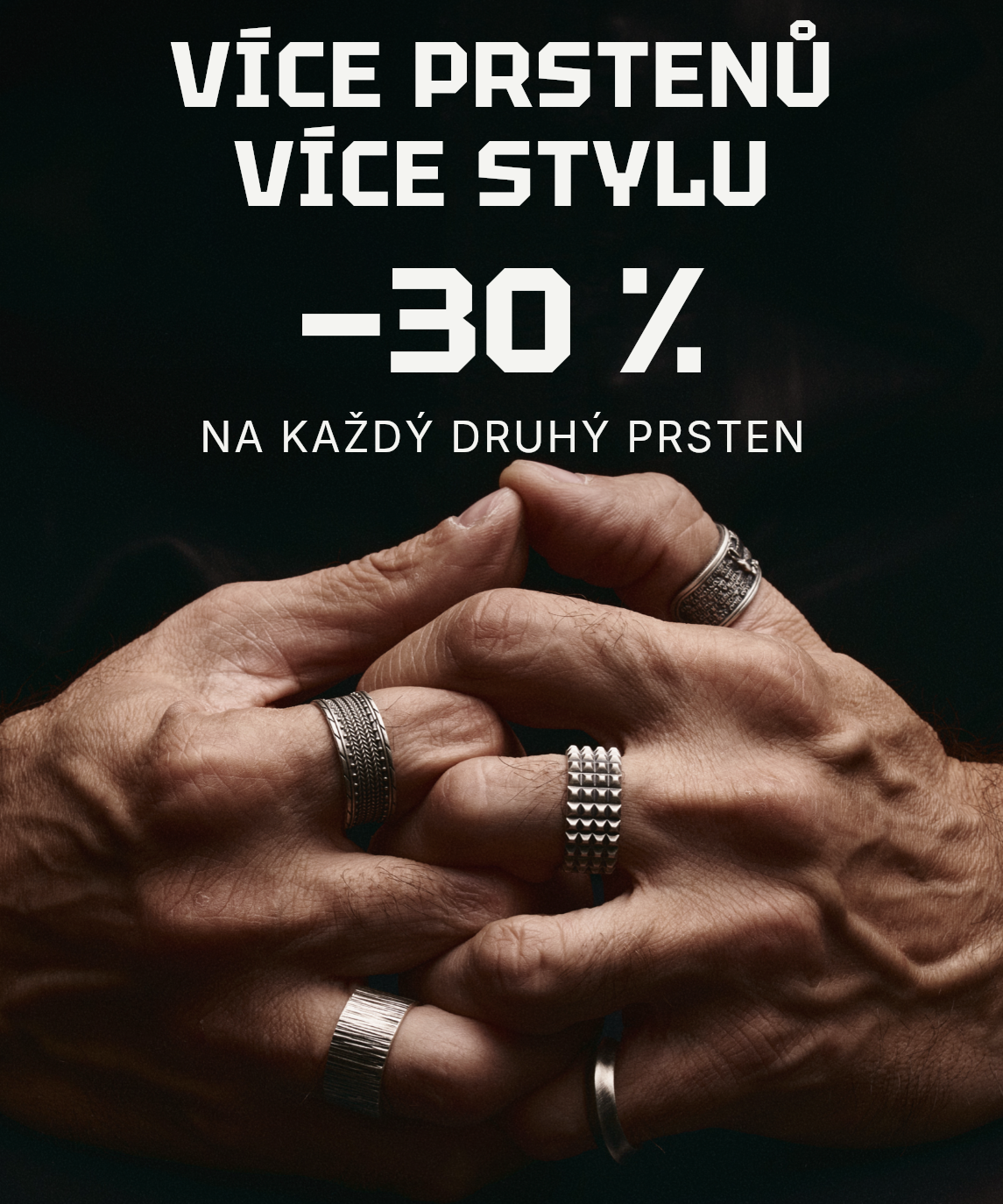 Sleva 30 % na každý druhý pánský prsten