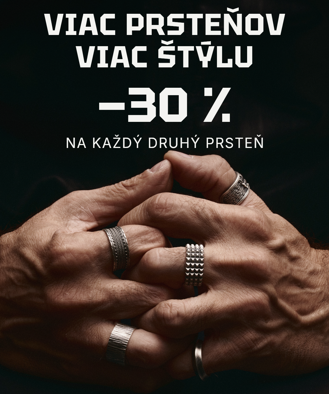 Zľava 30 % na každý druhý pánsky prsteň