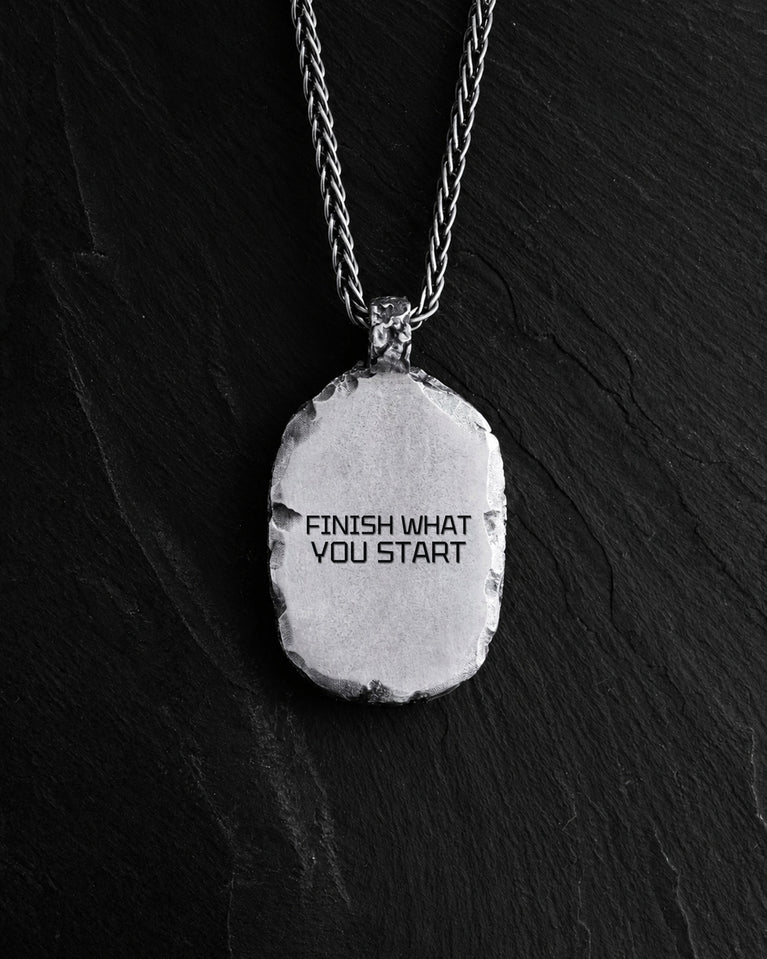 SELFMADE pendant engraving example: Finish What You Start