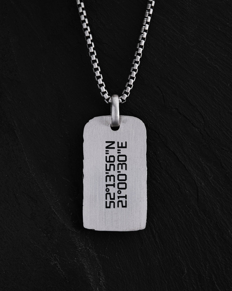 VERDENS LYS pendant engraving example: coordinates